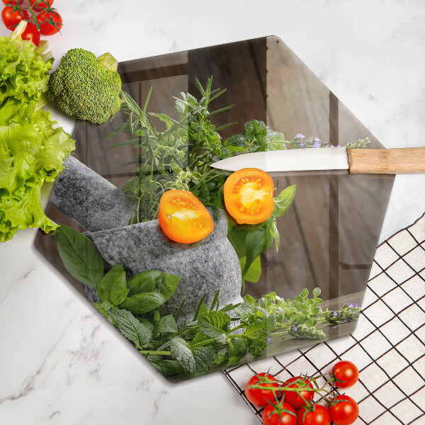 Üveg vágódeszka Gyógynövényeket és fát ültet