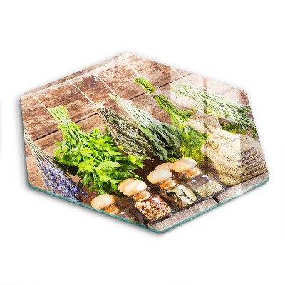 Üveg vágódeszka Gyógynövények fűszerek és fa