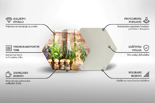 Üveg vágódeszka Gyógynövények fűszerek és fa