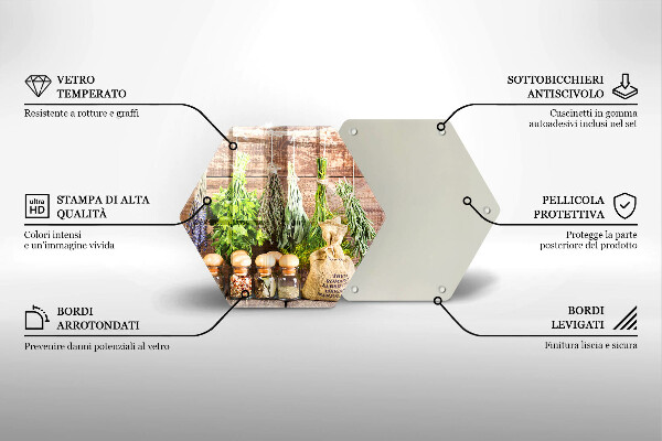 Üveg vágódeszka Gyógynövények fűszerek és fa