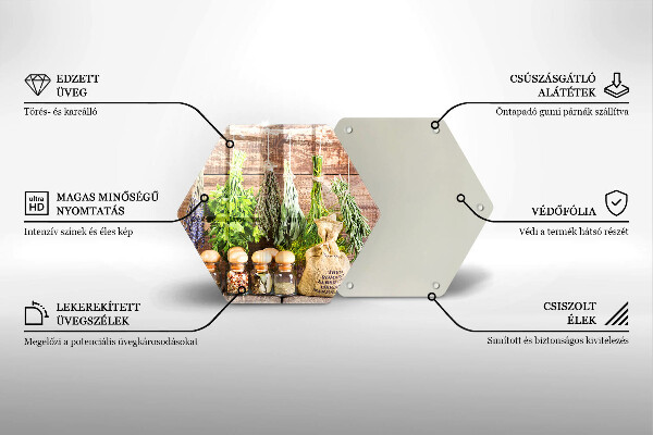 Üveg vágódeszka Gyógynövények fűszerek és fa