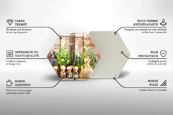 Üveg vágódeszka Gyógynövények fűszerek és fa