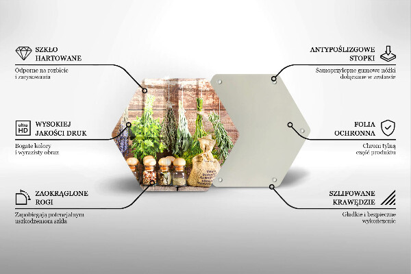 Üveg vágódeszka Gyógynövények fűszerek és fa