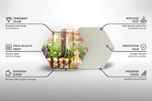 Üveg vágódeszka Gyógynövények fűszerek és fa