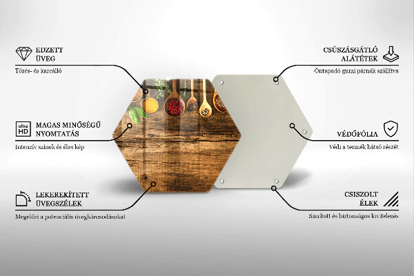 Üveg vágódeszka Fakanál fűszerek