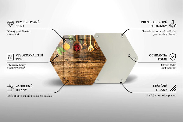 Üveg vágódeszka Fakanál fűszerek