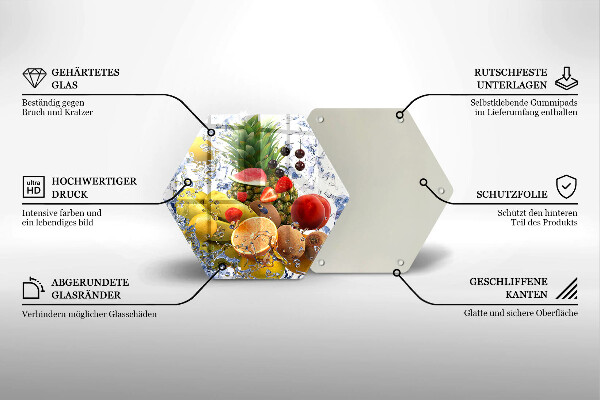 Üveg vágódeszka Lédús gyümölcs és víz