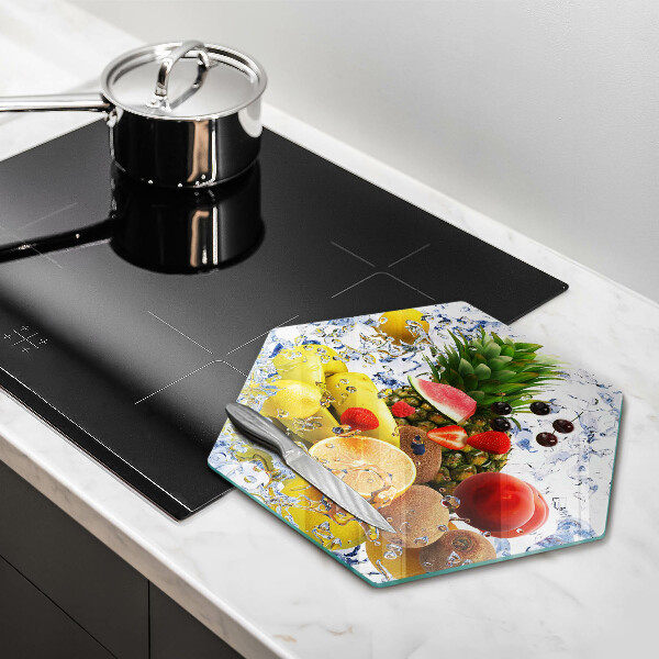 Üveg vágódeszka Lédús gyümölcs és víz