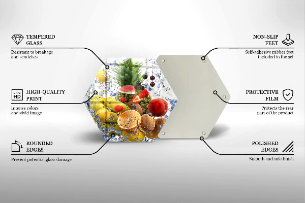 Üveg vágódeszka Lédús gyümölcs és víz