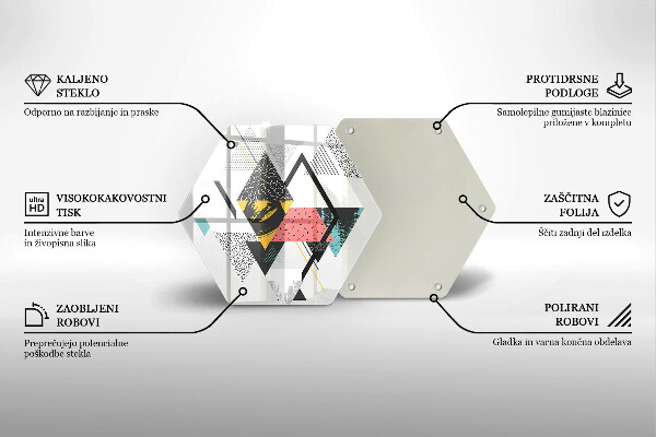 Üveg vágódeszka Absztrakt háromszögek