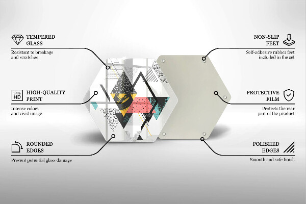 Üveg vágódeszka Absztrakt háromszögek