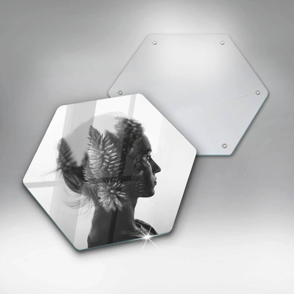 Üveg vágódeszka Nő és erdő