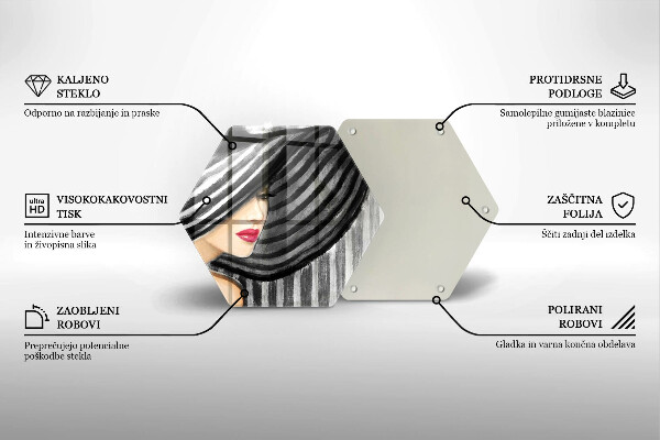 Üveg vágódeszka Nő kalapban