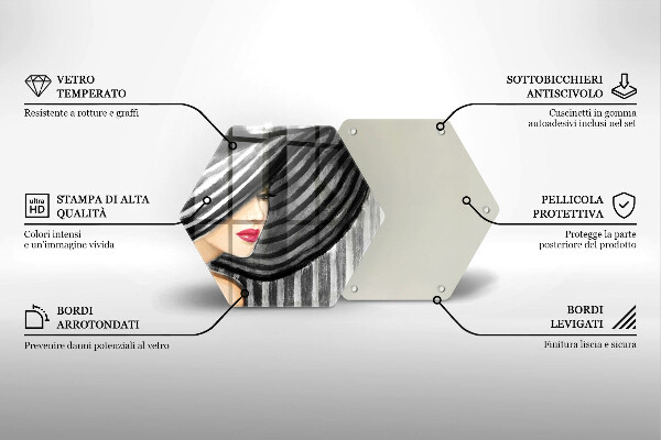 Üveg vágódeszka Nő kalapban