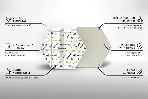 Üveg vágódeszka Boho nyilak minta