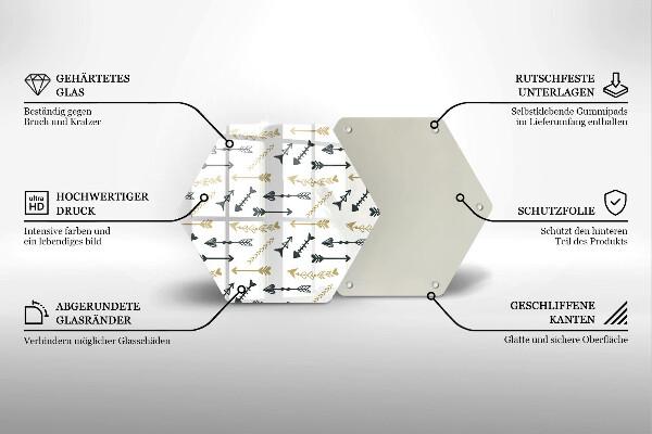 Üveg vágódeszka Boho nyilak minta