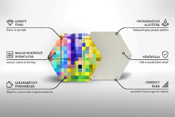 Üveg vágódeszka Színes pixel négyzetek