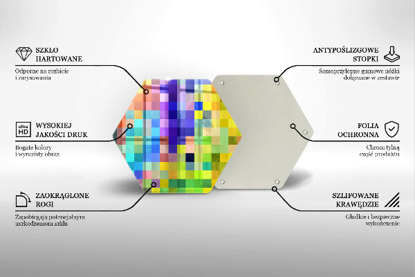 Üveg vágódeszka Színes pixel négyzetek