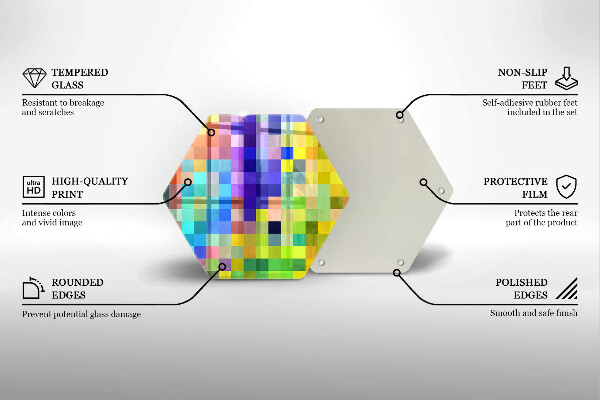 Üveg vágódeszka Színes pixel négyzetek