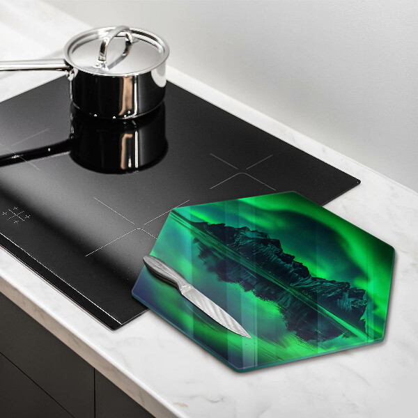 Üveg vágódeszka Északi fény táj