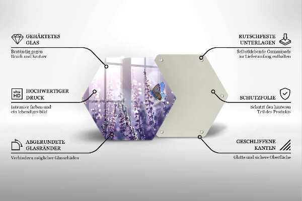 Üveg vágódeszka Vadvirágok és a pillangó