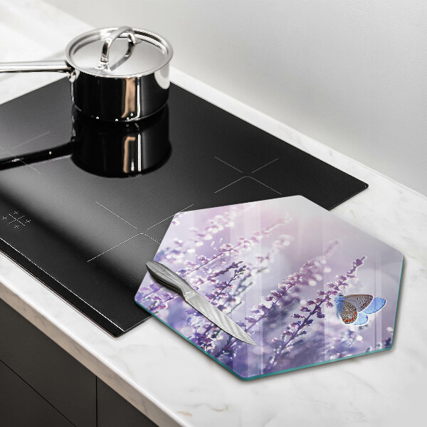 Üveg vágódeszka Vadvirágok és a pillangó