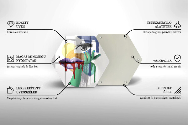 Üveg vágódeszka Art absztrakt kollázs