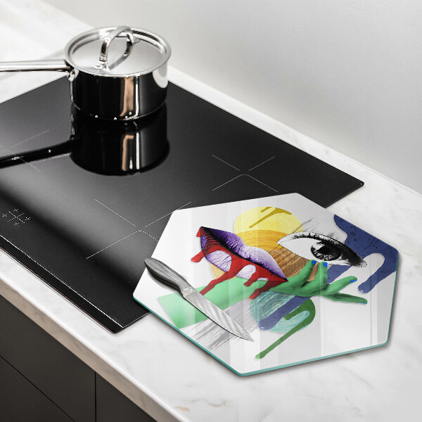 Üveg vágódeszka Art absztrakt kollázs