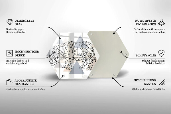 Üveg vágódeszka Line art orrszarvú