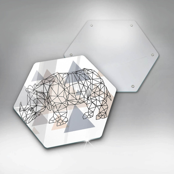 Üveg vágódeszka Line art orrszarvú