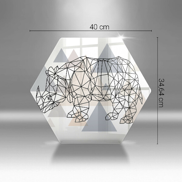 Üveg vágódeszka Line art orrszarvú