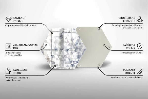 Üveg vágódeszka Háromszög minta