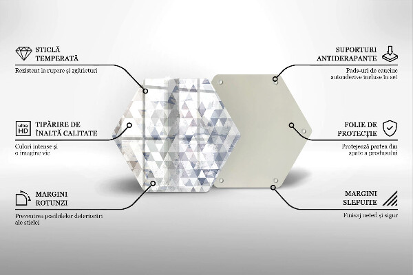 Üveg vágódeszka Háromszög minta