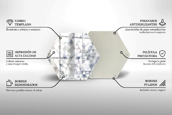 Üveg vágódeszka Háromszög minta