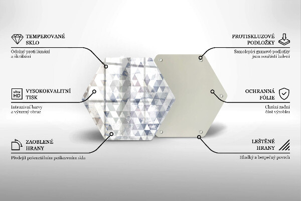 Üveg vágódeszka Háromszög minta