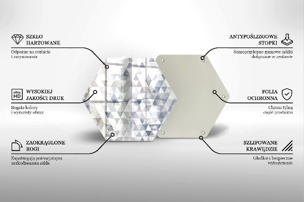 Üveg vágódeszka Háromszög minta