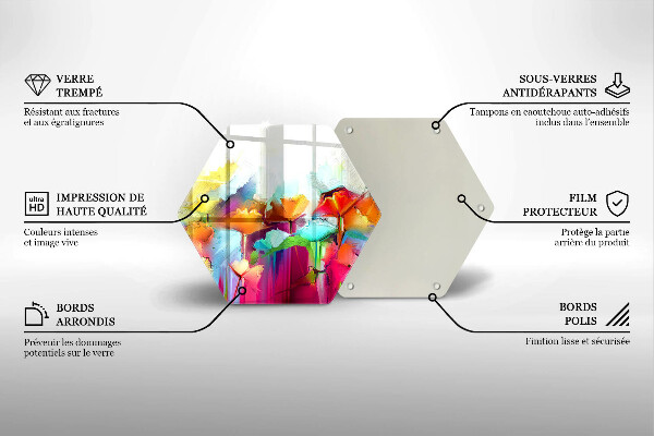 Üveg vágódeszka Festett virágok