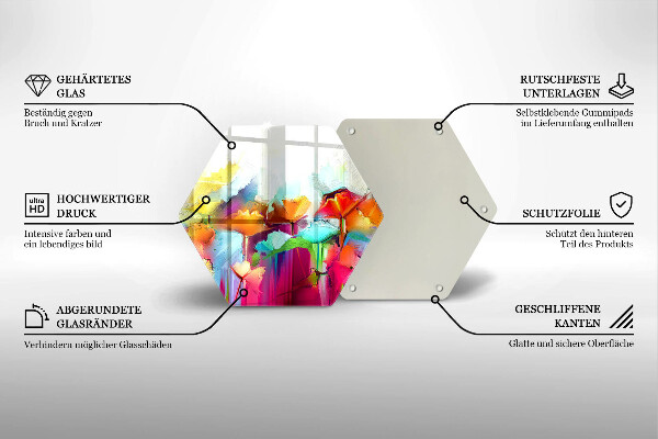 Üveg vágódeszka Festett virágok