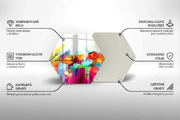 Üveg vágódeszka Festett virágok