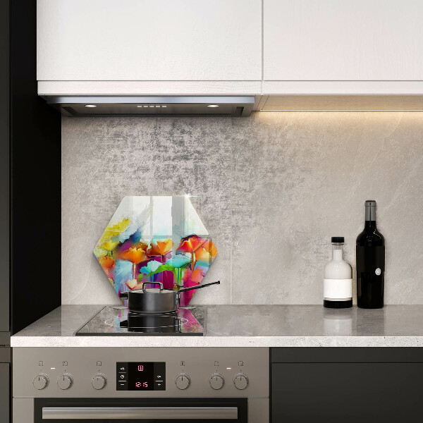 Üveg vágódeszka Festett virágok