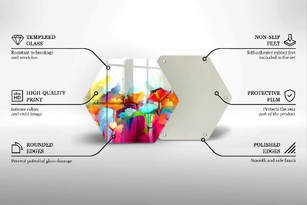 Üveg vágódeszka Festett virágok