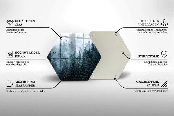 Üveg vágódeszka Erdei fák és köd