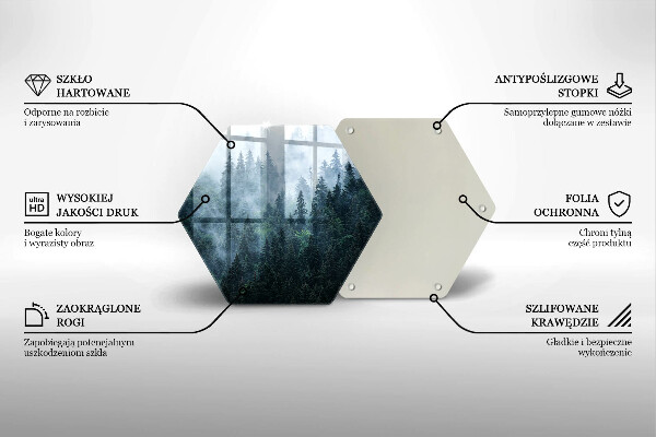 Üveg vágódeszka Erdei fák és köd