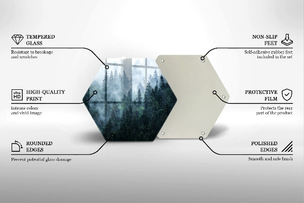 Üveg vágódeszka Erdei fák és köd