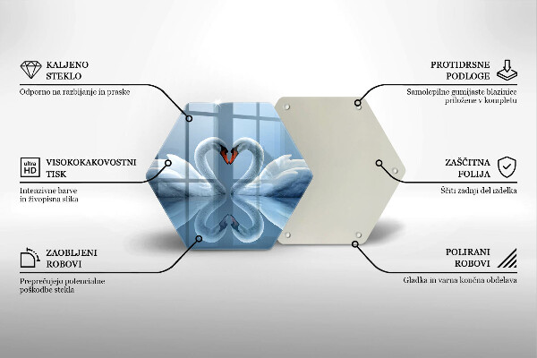 Üveg vágódeszka Két hattyúszív