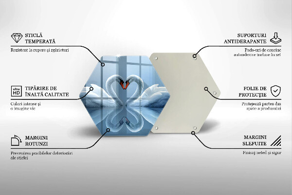 Üveg vágódeszka Két hattyúszív