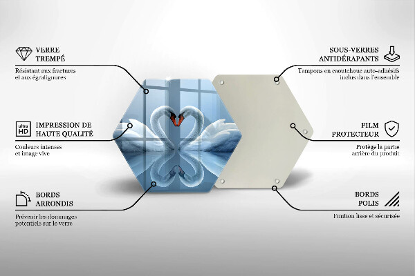 Üveg vágódeszka Két hattyúszív