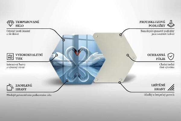 Üveg vágódeszka Két hattyúszív