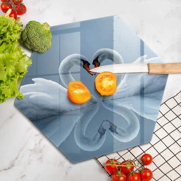 Üveg vágódeszka Két hattyúszív