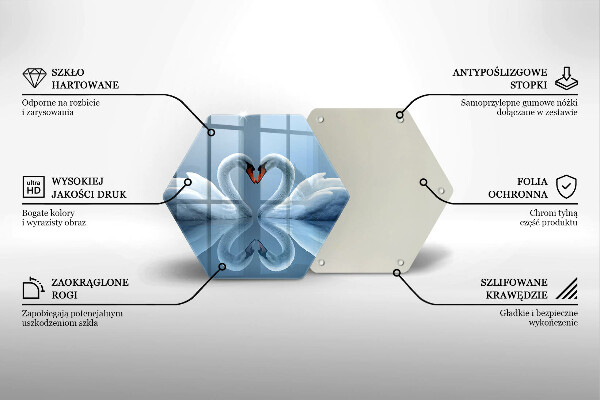 Üveg vágódeszka Két hattyúszív